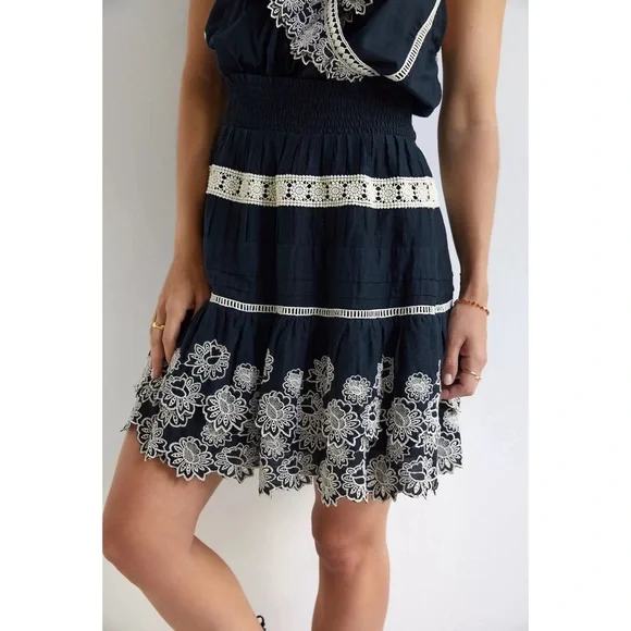 Anthropologie Embroidered Lace Skirt Black NWT Size XL - Picture 2 of 12